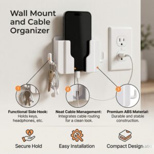 Wall Mount Mobile Holder with Remote Organizer
